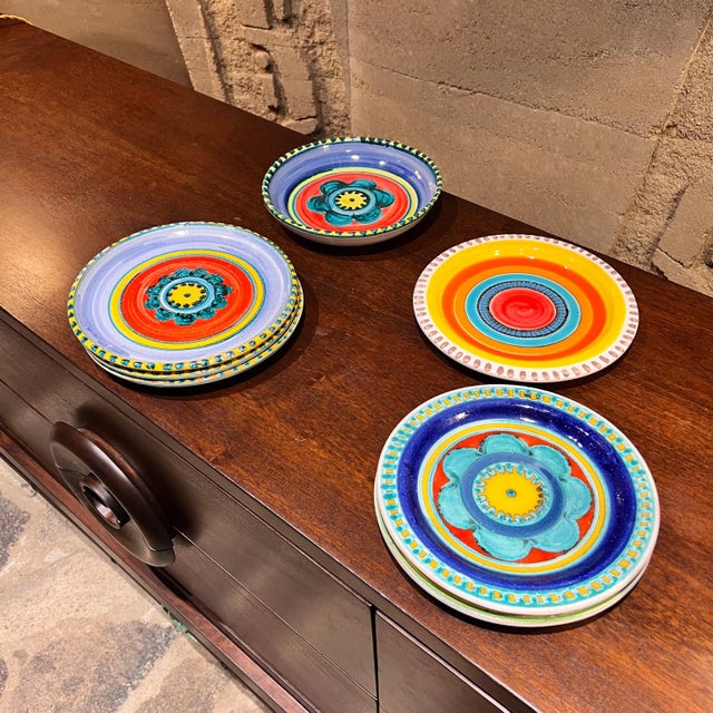 1960s Desimone Art Pottery Set Seven Assorted Plates Italy | Chairish