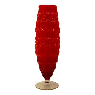 Mid 20th Century Empoli Tiki Art Glass Vase For Sale