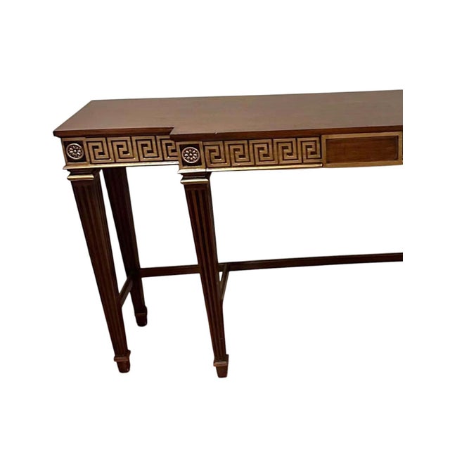 Mediterranean Late 20th Century Hickory White Greek Key Console For Sale - Image 3 of 18