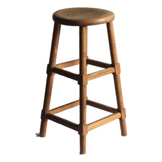 1920s Antique Handmade Turned Wood Stool For Sale