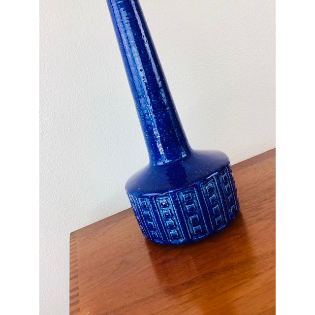 Blue Vintage Mid-Century Modern Palshus Blue Ceramic Danish Table Lamp Dl26 Annalise Per Linneman For Sale - Image 8 of 10