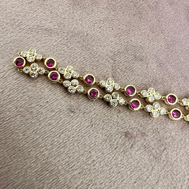 Contemporary Syna Yellow Gold Mogul Rubies and Diamonds Bracelet For Sale - Image 3 of 5