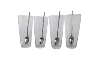 Vintage Iced Tea Glasses & Spoons - Set of 4