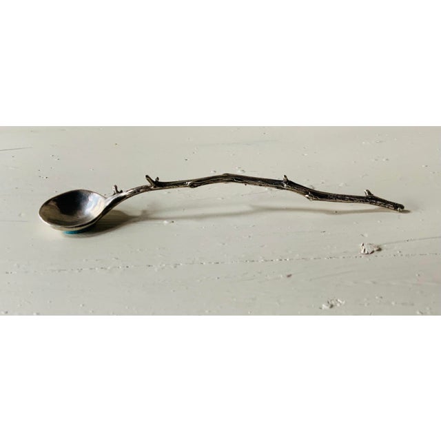 Silver Vintage Hallmarked Sterling Silver Twig Spoon - Nature's Elegance For Sale - Image 8 of 12