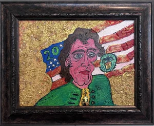 Textured Painting on Board, "Andrew Jackson" by Serg Graff, Coa, Framed