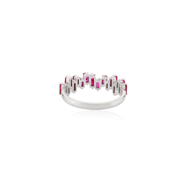 Not Yet Made - Made To Order Baguette Cut Ruby Gemstone Ring in 14k White Gold Size 6.5 For Sale - Image 5 of 10