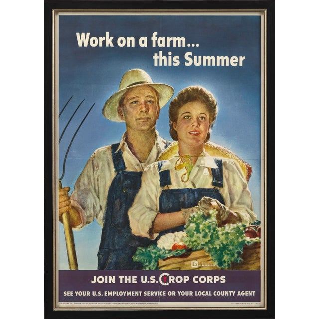 1940s "Work on a Farm...this Summer. Join the u.s. Crop Corps" Vintage Wwii Recruitment Poster by Douglas, 1943 For Sale - Image 5 of 6