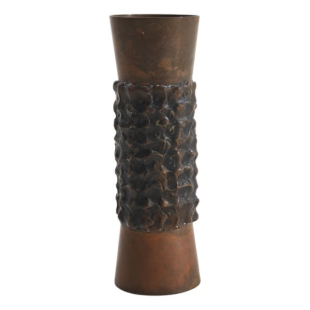 Mid-Century Modern Brutalist Bronze Vase, Italy, 1960s For Sale
