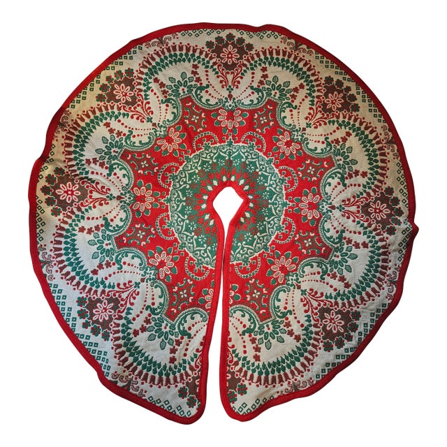 Vintage Pietrangeli Fa Abruzzi Artisan Woven Reversible Christmas Tree Skirt - Italy For Sale