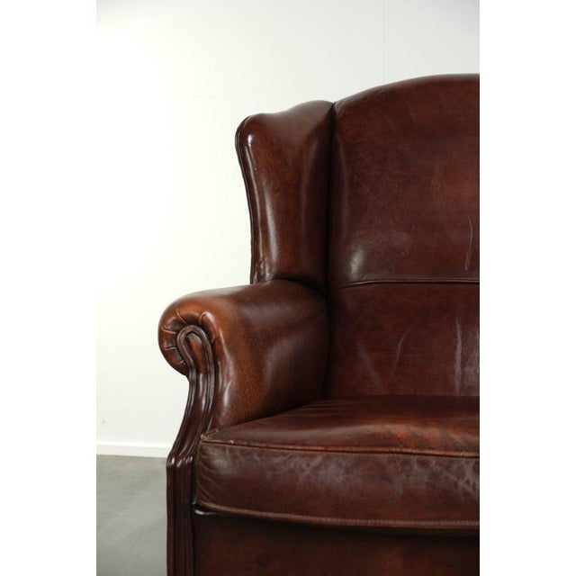 Sheepskin Wing Armchair with Warm Chestnut Color For Sale - Image 9 of 12