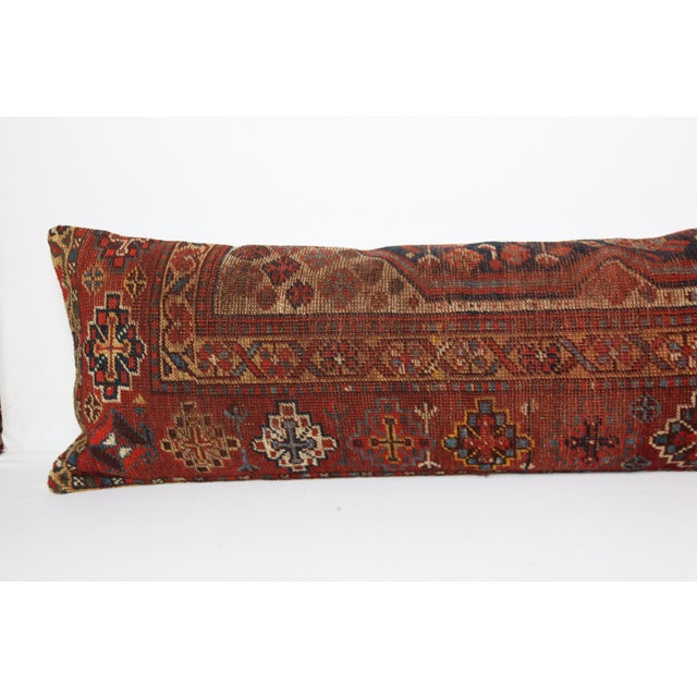 Red Antique Vintage Tribal Handwoven Wool Lumbar Pillow -16'' X 46'' For Sale - Image 8 of 11