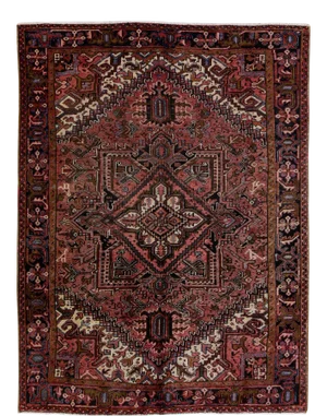 Antique Heriz Persian Handmade Medallion Motif Rust Wool Rug
