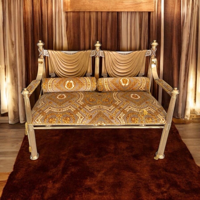 Hollywood Regency 3p Italian Imprt Armchair Loveseat Settee Set For Sale - Image 4 of 12