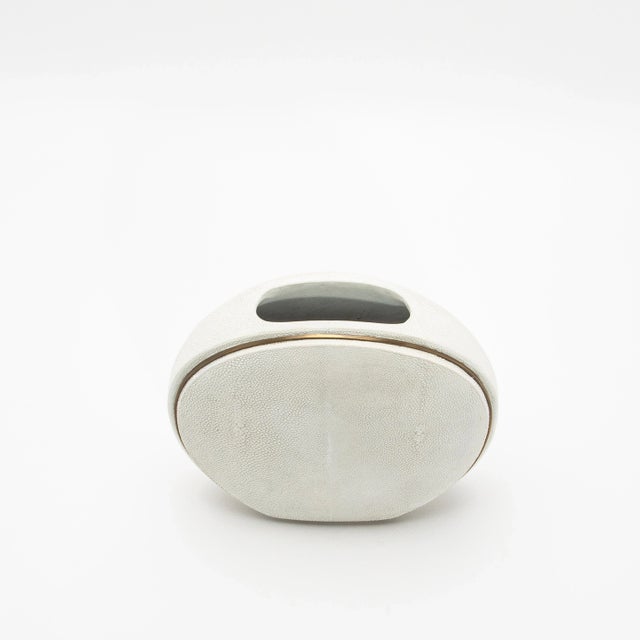 Shagreen Vase With Brass Details by R&y Augousti For Sale In Los Angeles - Image 6 of 7