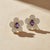 Five Petal Flower Earrings Studs With Amethysts, Silver, Gold, Pair For Sale - Image 4 of 7