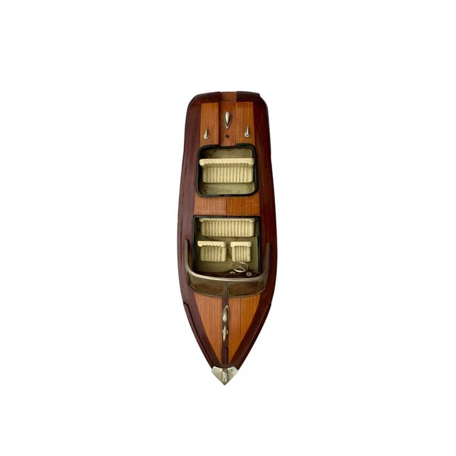 Wood Boat Model Wood Luxury Design Vintage Nautical Office Decor Gift For Sale - Image 7 of 8