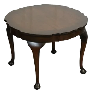 Small Pie Crust Shaped Edges Hardwood Side Table