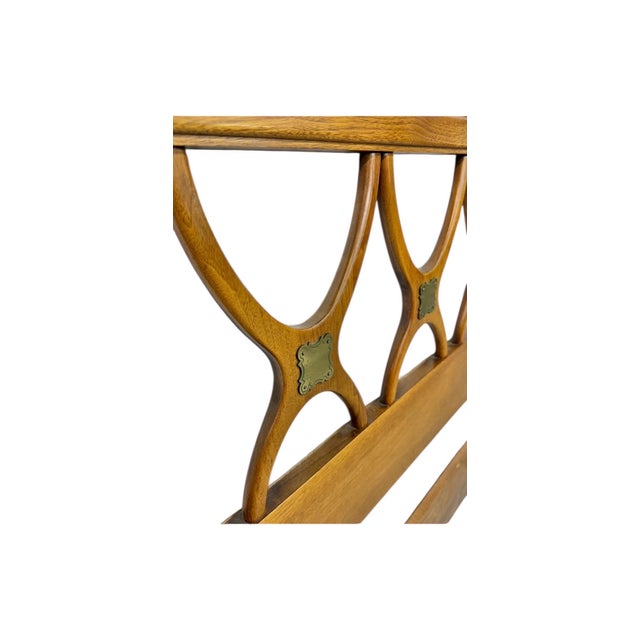 Wood Mid-Century Italian Modern King Size Walnut Headboard For Sale - Image 7 of 7