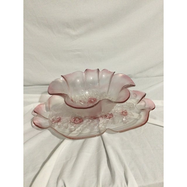 Elegant Walther Glass Mikasa Pink Rosella Crystal Serving Tray – Vintage Beauty Add a touch of vintage elegance to your...