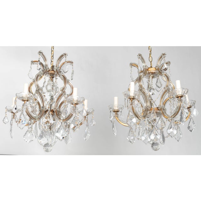 Mid 20th Century Mid 20th Century Maria Theresa Crystal Chandelier Pair For Sale - Image 5 of 16
