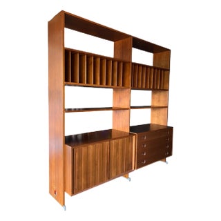 Vintage Mid-Century Modern Wall Unit Teak Bookcase by Hans J. Wegner For Sale