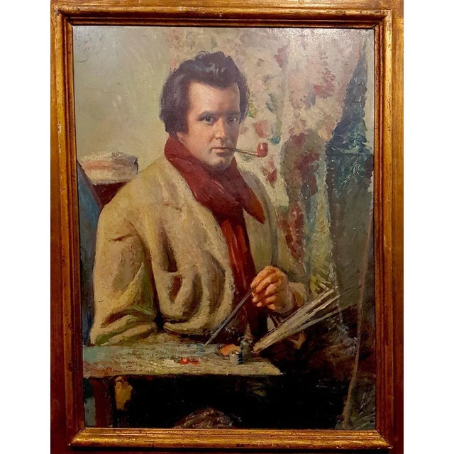1930s Self Portrait - Oil on Masonite by Paulo Ghiglia - 1937 1937 For Sale - Image 5 of 5