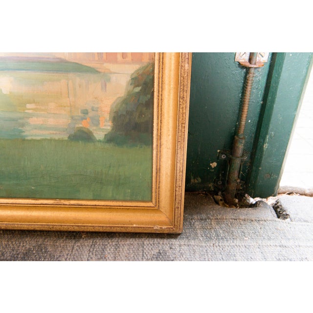 Late 19th Century Framed Napoleon III Era Oil on Canvas Painting of French Chateau Landscape For Sale - Image 12 of 13