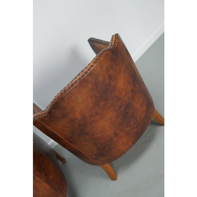 Vintage Dutch Cognac Colored Leather Club Chairs, 1970s, Set of 2 For Sale - Image 18 of 18