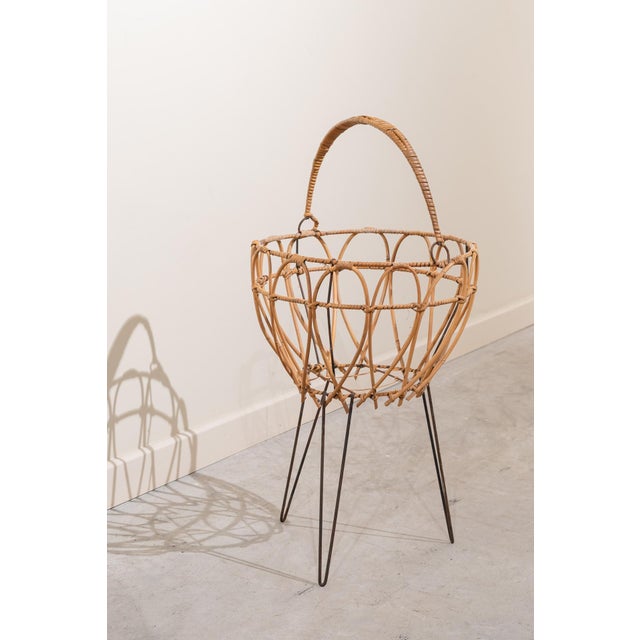 Italian Iron and Bamboo Baskets, 1950s, Set of 2 For Sale - Image 9 of 11