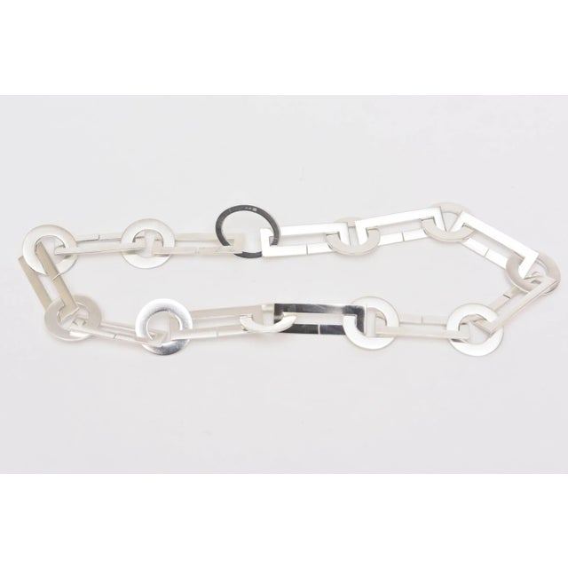 This is part of Chairish’s Costume Jewelry assortment. This amazing architectural art deco style sterling silver necklace...