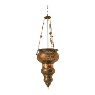 Moroccan Hanging Brass Chandelier Andalusian Moorish Style For Sale