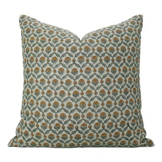 Fabdivine Handmade Block Printed Cushion Cover 20x20 Inch Pure Linen- Shehnaz For Sale