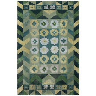 Art Deco Design Green Handmade Wool Rug Doris Leslie Blau For Sale