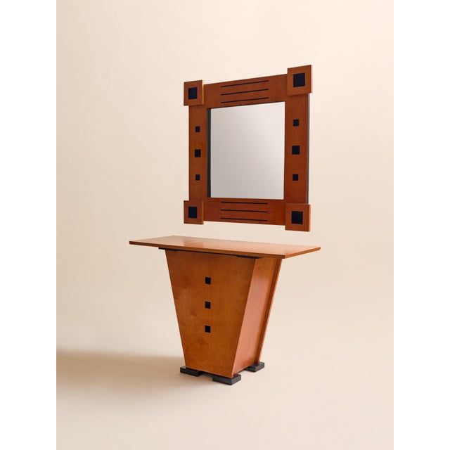 Donald Deskey 1950s Art Deco Revival Console and Mirror Set in the Style of Donald Deskey For Sale - Image 4 of 11