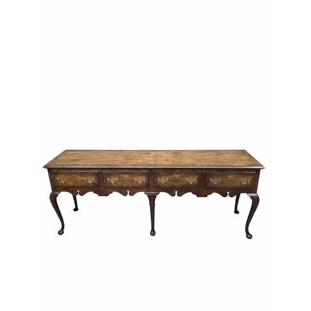 Brown Vintage Queen Anne Style Walnut Console Table/Sideboard by Baker Furniture Co. For Sale - Image 8 of 10
