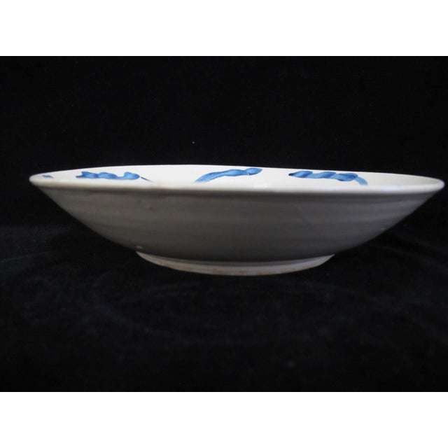 Chinese Chinese Blue & White Porcelain Under Glazed Koi Fish 8 1/8" Shallow Bowl Dish For Sale - Image 3 of 4