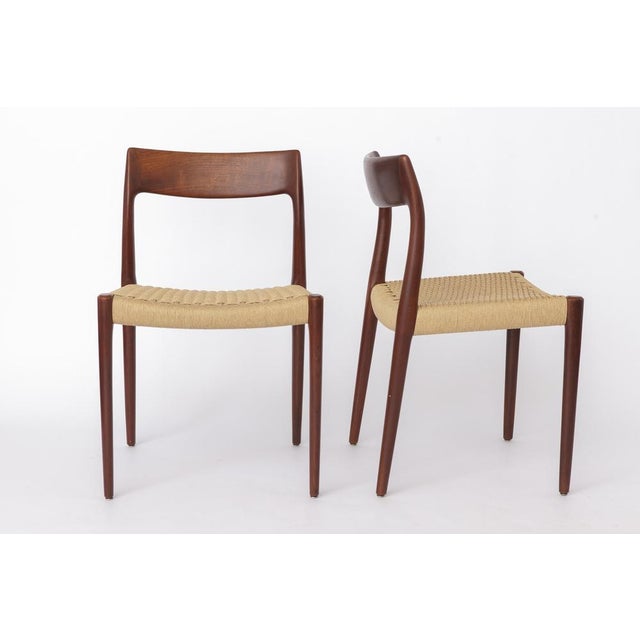 Mid-Century Model 77 Chairs in Teak and Danish Cord by Niels Otto (N. O.) Møller for J.L. Møllers, Denmark, 1950s, Set of 4 For Sale - Image 4 of 12