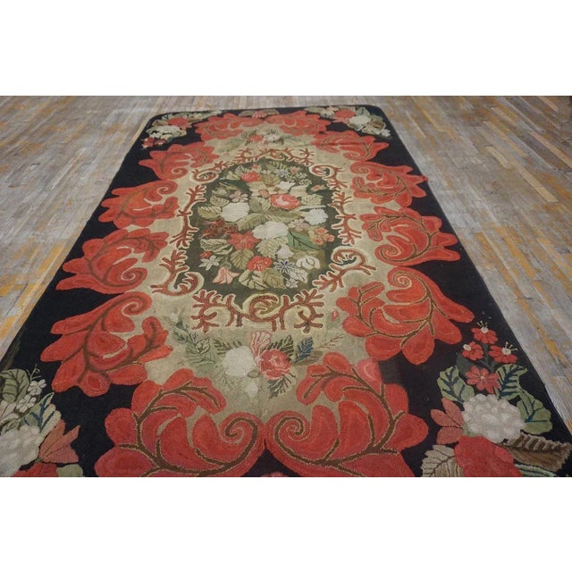 Textile 19th Century American Hooked Rug ( 6'2" x 10'6" - 188 x 320 ) For Sale - Image 7 of 12
