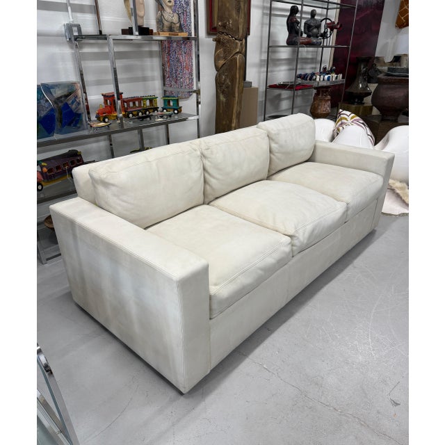 Sally Sirkin Lewis J Robert Scott Sofa in Beautiful Nubuck Leather Suede For Sale - Image 13 of 16