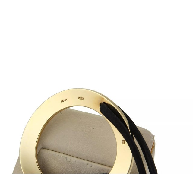 Bulgari Bulvari 18k Yellow Gold Large Wave Circle Charm Double Cord Bracelet For Sale - Image 4 of 4