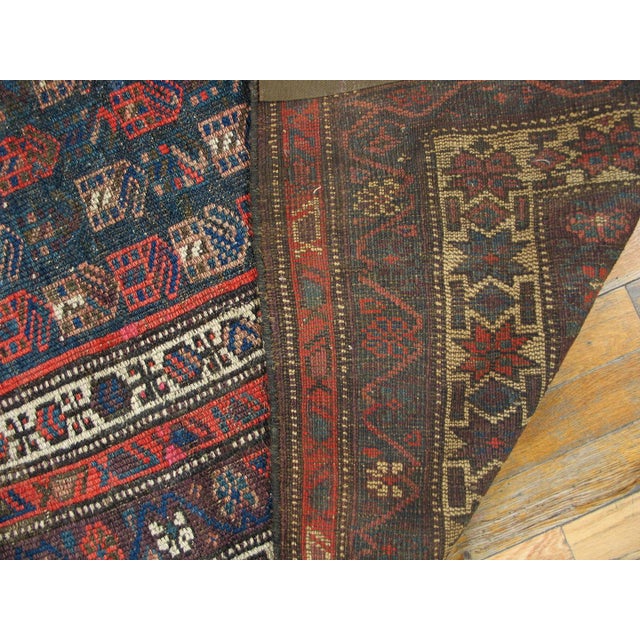 1900s Blue Navy Geometric Tribal Antique W. Persian Kurdish Rug 4'6" X 6'9" Handknotted Wool Carpet For Sale In New York - Image 6 of 6