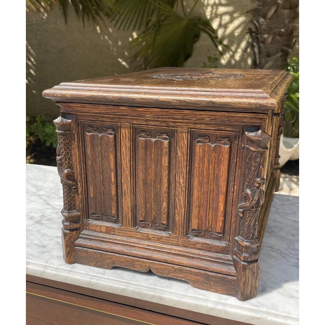 Gothic Style Box in Oak For Sale - Image 9 of 13
