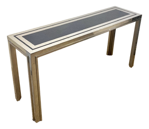Vintage Console in Chromed Metal and Blue Glass by Liwans, Italy, 1970s