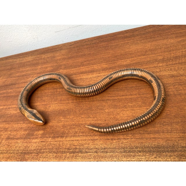 Vintage Flexible Wooden Snake Sculpture For Sale - Image 13 of 18