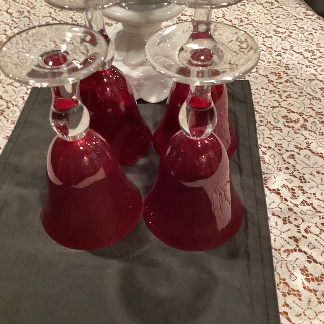 Glass 1960s Shabby Chic Ruby, Red Hand Blown Water Goblets - Set of 4 For Sale - Image 7 of 7