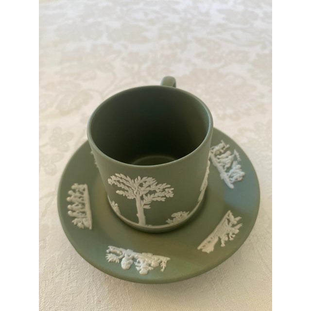 Mid 20th Century Wedgwood Sage Jasper-Ware Demitasse/Espresso Cup and Saucer Mint Condition For Sale - Image 9 of 12
