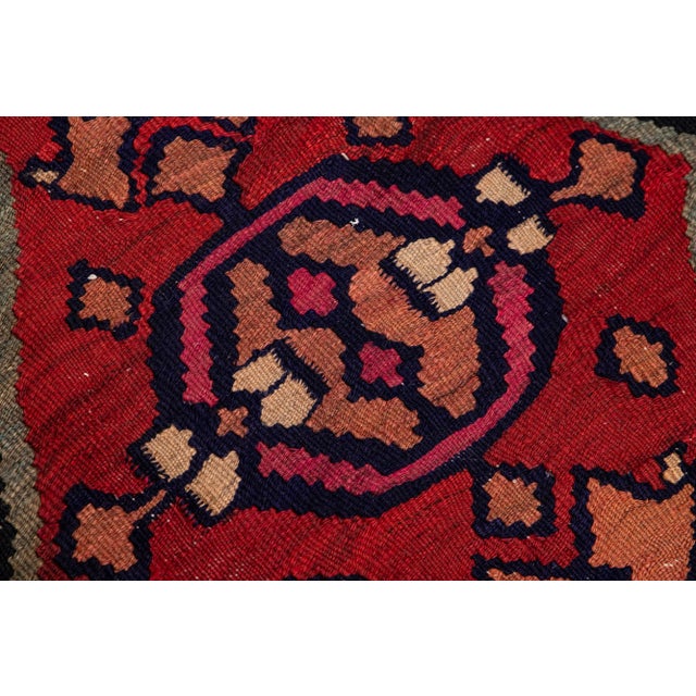 Textile Mid-20th Century Turkish Kilim Pink Handmade Tribal Wool Rug For Sale - Image 7 of 8