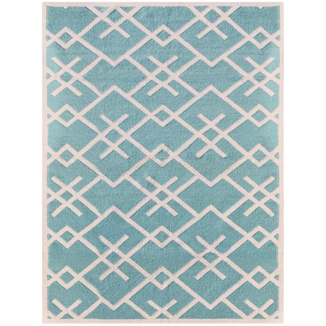 Zara Patterned Aqua FlatWeave Rug 3'x5' Chairish