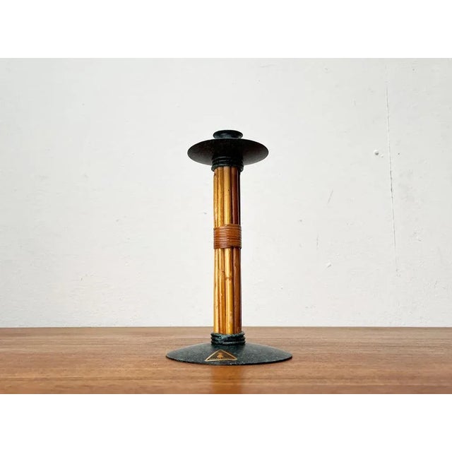Postmodern Metal & Bamboo Candleholder from Wagner Design For Sale - Image 10 of 11