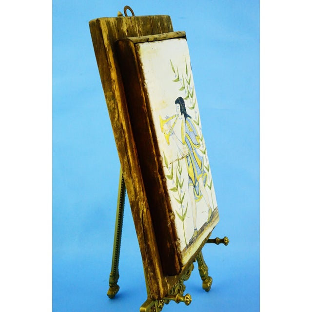 20th Century, Archaic Ceramic Tile Plaque with Wooden Support, Viterbo Tuscia Italy., 1920s, Ceramic For Sale - Image 9 of 18